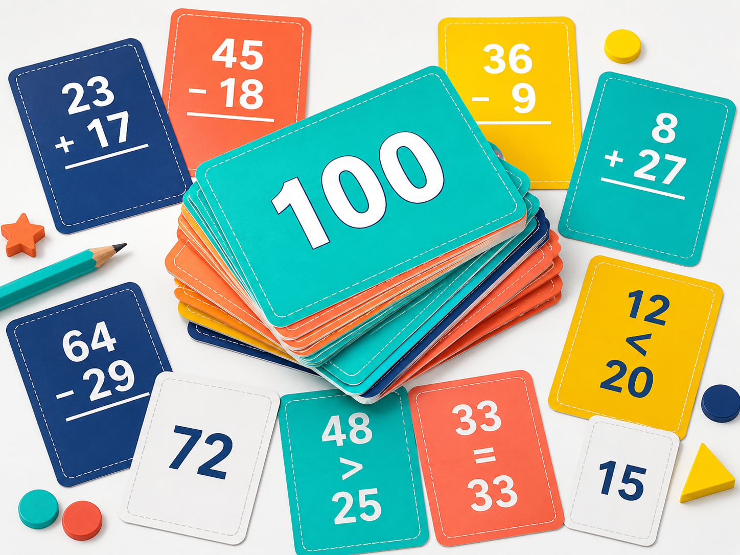 100 Zahlen- und Rechenkarten