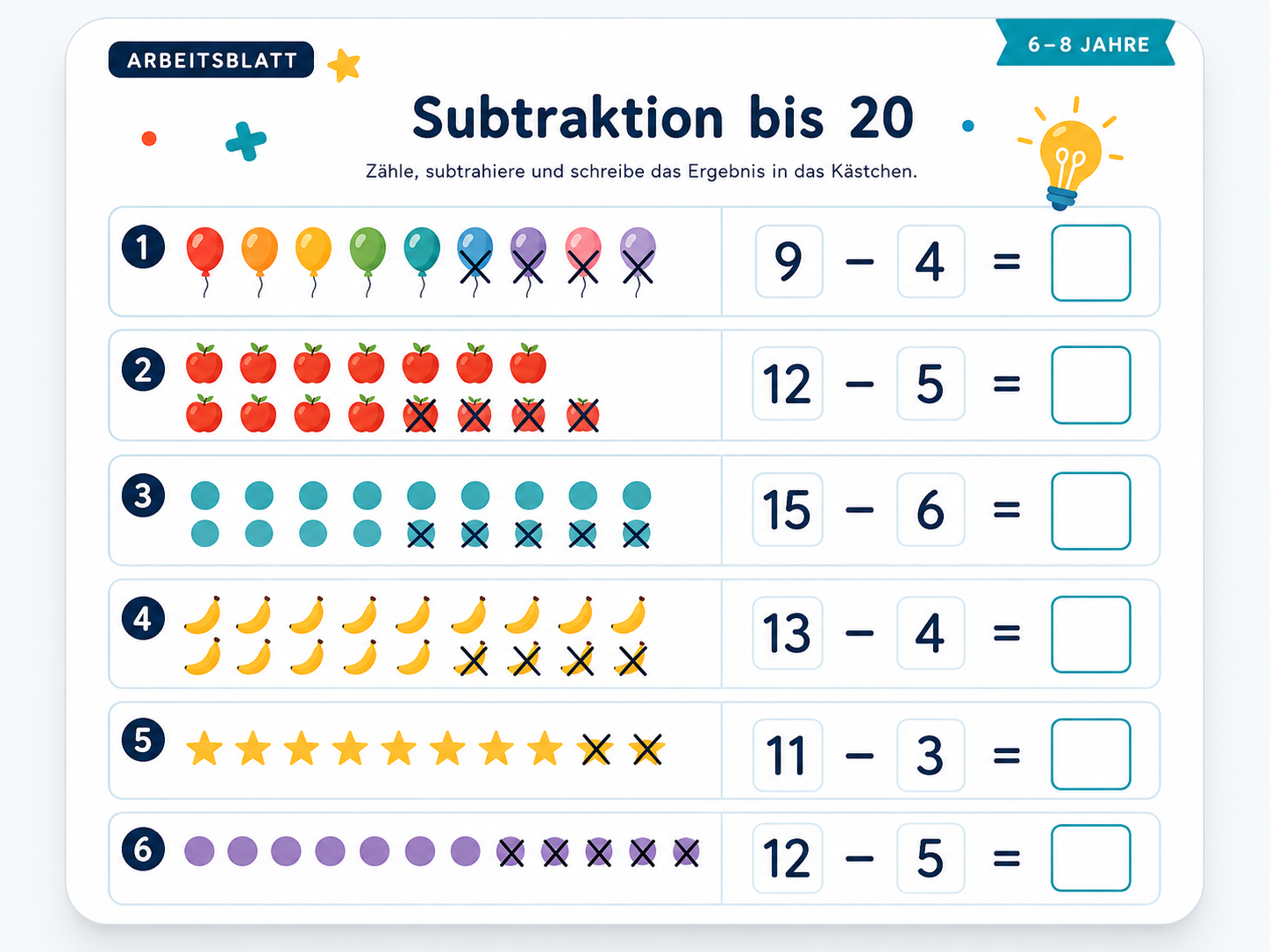 Subtraktion bis 20